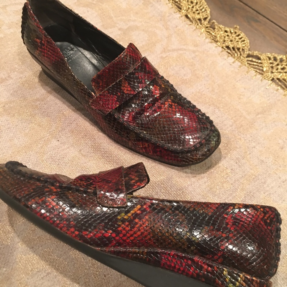 Charles Jourdan Paris Red genuine snake leather